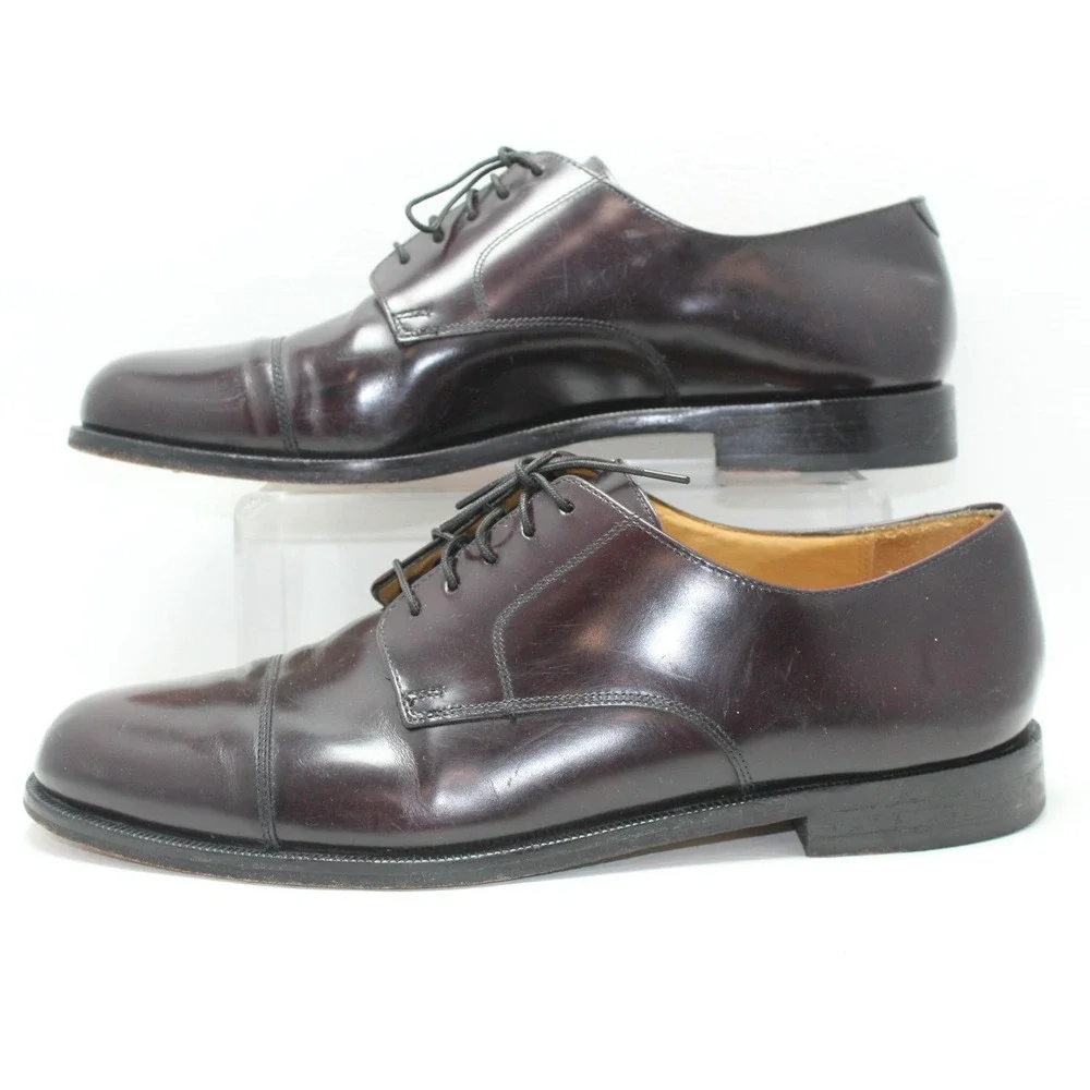 Cole Haan Mens Burgundy Leather Cap Toe Derby Dress Shoes 12 D C08331